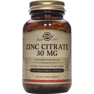 Solgar Zinc Citrate 30mg 100 κάψουλες