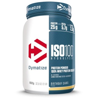 Dymatize ISO 100 Hydrolyzed Πρωτεΐνη Ορού Γάλακτος Χωρίς Γλουτένη με Γεύση Birthday Cake 932gr