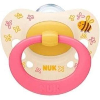 Nuk Πιπίλα Σιλικόνης Signature για 18-36 μηνών Μελισσούλα Κίτρινο - Ροζ