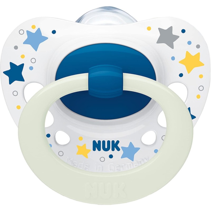 Nuk Ορθοδοντική Πιπίλα Σιλικόνης Signature Αστεράκια Λευκό - Μπλε Νυκτός για 6-18 μηνών Nuk Ορθοδοντική Πιπίλα Σιλικόνης Signature Αστεράκια Λευκό - Μπλε Νυκτός για 6-18 μηνών