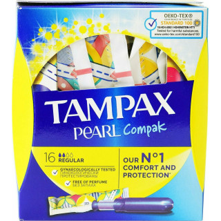 Tampax Ταμπόν Compak Pearl Regular με Απλικατέρ για Κανονική Ροή 16τμχ