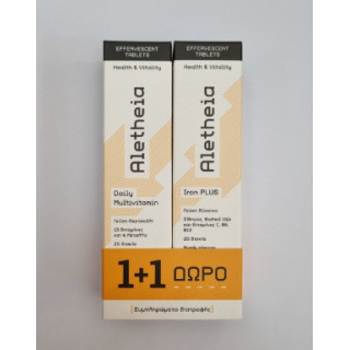 Vican Πολυβιταμίνες Aletheia Daily Multivitamin 20 αναβράζοντα δισκία & Aletheia Iron Plus 20 αναβράζοντα δισκία