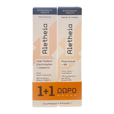 Vican Aletheia High Sodium Electrolytes + Vitamins 18 αναβράζοντα δισκία & Magnesium + Β6 20 αναβράζοντα δισκία