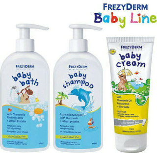 Frezyderm Baby Shampoo 300ml Baby Cream 175ml & Baby Bath 300ml