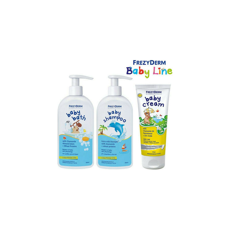 Frezyderm Baby Shampoo 300ml Baby Cream 175ml & Baby Bath 300ml