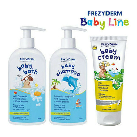 Frezyderm Baby Shampoo 300ml Baby Cream 175ml & Baby Bath 300ml