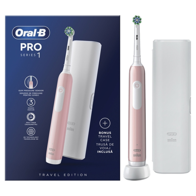Oral-B Pro Series 1 Ηλεκτρική Οδοντόβουρτσα με Χρονομετρητή και Θήκη Ταξιδίου Ροζ Oral-B Pro Series 1 Ηλεκτρική Οδοντόβουρτσα με Χρονομετρητή και Θήκη Ταξιδίου Ροζ