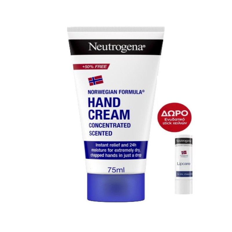 Neutrogena Hand Cream concentrated scented 75ml & Neutrogena Lip Balm Neutrogena Hand Cream concentrated scented 75ml & Neutrogena Lip Balm