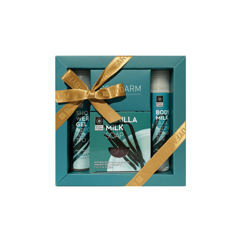 Bodyfarm Vanilla Milk Mini Σετ Περιποίησης με Aφρόλουτρο 50ml & Γαλάκτωμα Σώματος 50ml & Σαπούνι 150g Bodyfarm Vanilla Milk Mini Σετ Περιποίησης με Aφρόλουτρο 50ml & Γαλάκτωμα Σώματος 50ml & Σαπούνι 150g