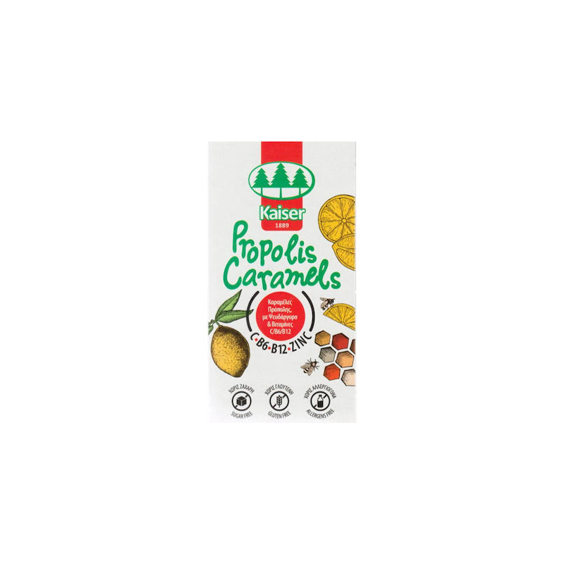 Kaiser 1889 Propolis Caramels Καραμέλες για Ξηρό Βήχα χωρίς Γλουτένη 6τμχ