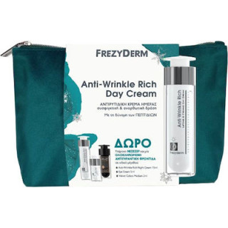 Frezyderm Πακέτο Anti-Wrinkle Rich Day Cream 50ml & ΔΩΡΟ Νεσεσέρ Rich Night Cream 15ml & Eye Cream 5ml & Velvet Colors 2ml