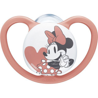 Nuk Ορθοδοντική Πιπίλα Σιλικόνης για 6-18 μηνών Space Mickey & Minnie με Θήκη Ροζ