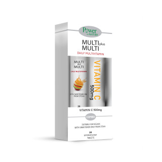 Power Health Multi + Multi με Στέβια 24 αναβράζοντα δισκία + Vitamin C 500mg Πορτοκάλι 20 αναβράζοντα δισκία