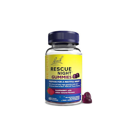 Bach Rescue Night Συμπλήρωμα για τον Ύπνο 60 ζελεδάκια Raspberry