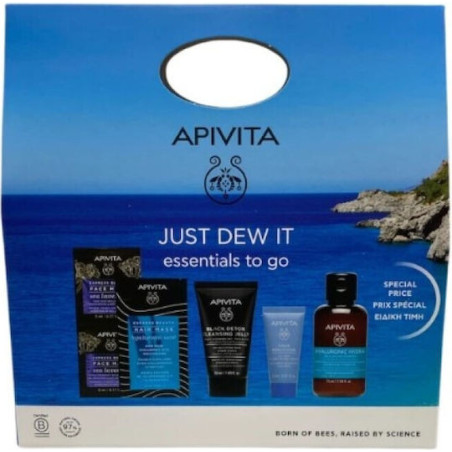 Apivita Just Dew It Travel Set για Ενυδάτωση Καθαρισμό Προσώπου 5τμχ.
