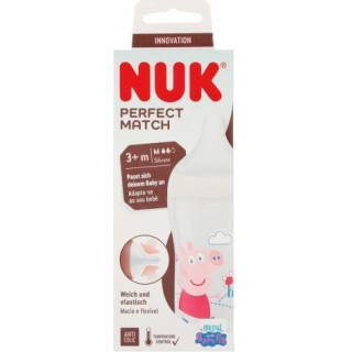 Nuk Πλαστικό Μπιμπερό Perfect Match Κατά των Κολικών με Θηλή Σιλικόνης για 3+ μηνών Λευκό Peppa Pig 260ml