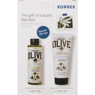 Korres Promo Aegean Escape Pure Greek Olive Sea Salt Shower Gel (250ml) & Body Cream (200ml)