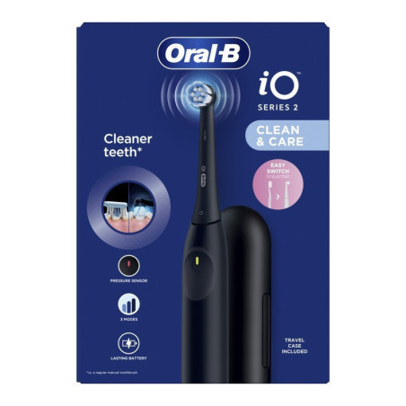 Oral-B iO Series 2 Ηλεκτρική Οδοντόβουρτσα με Αισθητήρα Πίεσης και Θήκη Ταξιδίου Μαύρη