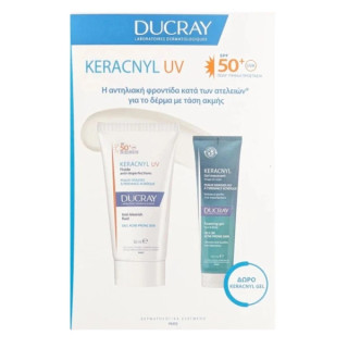 Ducray Promo Keracnyl UV Anti-Blemish Fluid Spf50+, 50ml & Foaming Gel Face Body