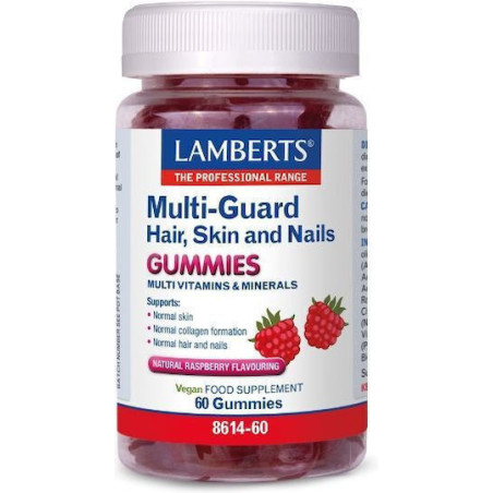 Lamberts Multi Guard Hair, Skin and Nails Gummies με Φυσική Γεύση Σμέουρο 60 Gummies
