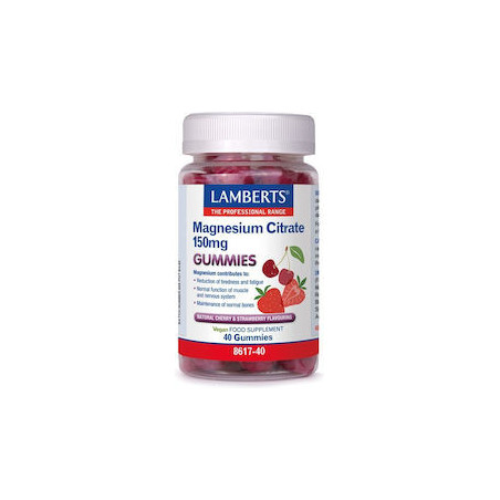 Lamberts Magnesium Citrate 150mg 40 ζελεδάκια Φράουλα