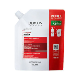 VICHY DERCOS Energy+ Δυναμωτικό Σαμπουάν Κατά της Τριχόπτωσης με Aminexil και Νιασιναμίδη Refill 400ml