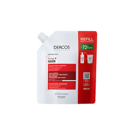 VICHY DERCOS Energy+ Δυναμωτικό Σαμπουάν Κατά της Τριχόπτωσης με Aminexil και Νιασιναμίδη Refill 400ml